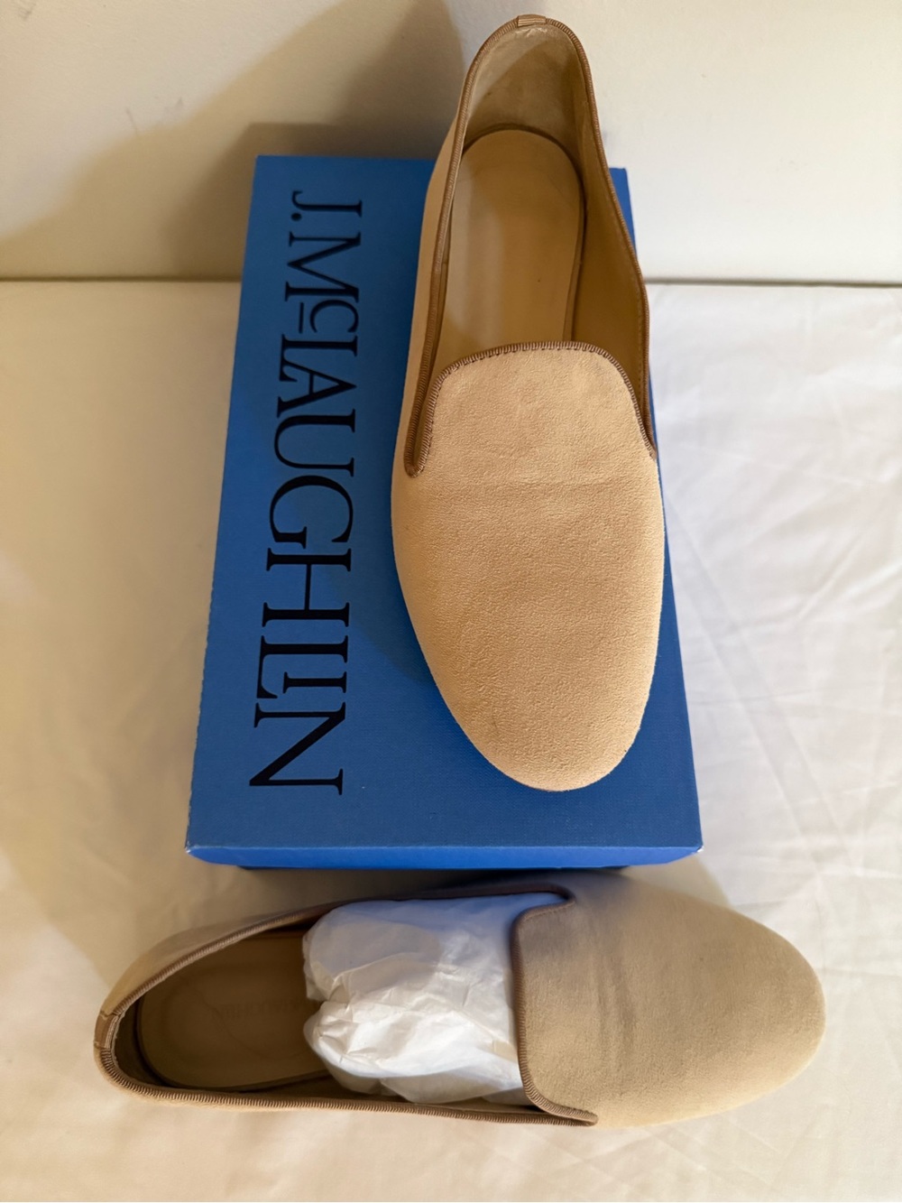 J. McLaughlin Nude Suede Slip-On Loafers